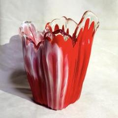 美品ガラスヴィンテージ花瓶フレアが華やかな金魚フラワーベース
