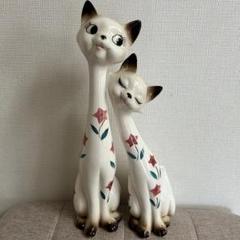 昭和レトロ　ペア猫　陶器置物 インテリア オブジェ アンティーク シャム猫