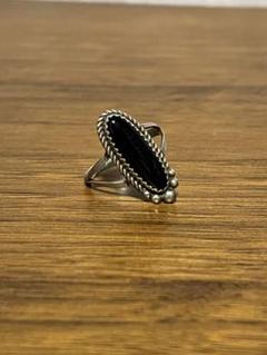 NAVAJO ターコイズリング "ブラックオニキス" STERLING 15号