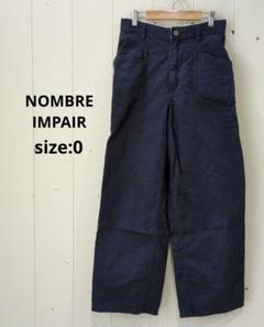 ノンブルアンペール NOMBRE IMPAIR ワークパンツ ワイドパンツ 紺0