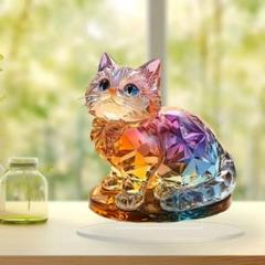 2Dクリスタルレインボーキャット　猫雑貨　スタンド型　サンキャッチャー　置物