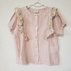 バースデイ☆フタフタ　肩花柄フリルチェック柄トップス　90サイズ　女の子