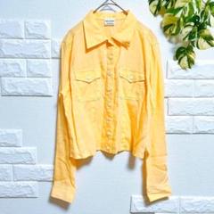 ジオスポーツ　長袖　シャツ　美品　S　黄色　クロップド　上品　Y２K　タイト