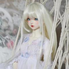 ドールウィッグ 8~9インチ ホワイト 金髪 ロングヘア ストレート BJD