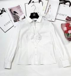 【美品】MS'GRACY エムズグレイシー 白 フリルブラウス 異素材 38 美品】MS'GRACY エムズグレイシー 白 フリルブラウス 異素材 38