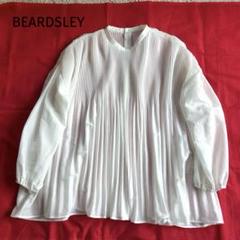 BEARDSLEY ビアズリー プリーツ ピンタックブラウス バンドカラー 白