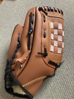 左投げ用　ブラウン 軟式野球グローブ チェック柄