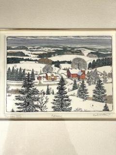 スーザン・ハント・ウォルコッツ「February」銅版画 直筆サイン入 額縁入 スーザン・ハント・ウォルコッツ「February」銅版画 直筆サイン