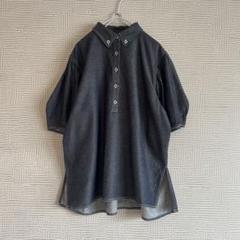 【美品】CADUNE☆リネン混デニムパフスリーブブラウス ブルー オーバーサイズ 美品】CADUNE☆リネン混デニムパフスリーブブラウス ブルー