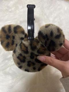 ヒョウ柄　イヤーマフラー　耳あて　ディズニー　ミッキー　レオパード　もこもこ レア】ヒョウ柄 イヤーマフラー 耳あて ディズニー ミッキー