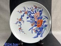 鍋島焼　鍋島御庭焼　名工　市川光春 作　 草文様　飾り皿額皿　箱付き 鍋島焼 鍋島御庭焼 名工 市川光春 作 草花文様 飾り皿額皿 約26.6cm