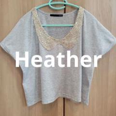 Heather ヘザー Tシャツ カットソー 半袖 リボン トップス つけ襟