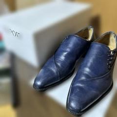 美品 ESPOIR スペイン製 本革 青　ビジネスシューズ ドレスシューズ 6