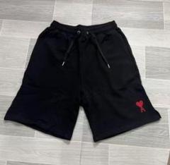 アミパリス　ブラック ショートパンツ ハートロゴ USO604 747 Sサイズ アミパリス ブラック ショートパンツ ハートロゴ USO604 747 S