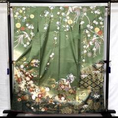 振袖 鳳凰梅 金駒刺繍 枝垂れ桜菊金彩 グリーン 正絹着物 振袖 鳳凰梅 金駒刺繍 枝垂れ桜菊金彩 グリーン 正絹着物 - メルカリ