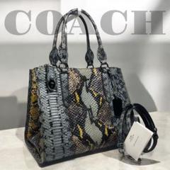 希少 COACH メンズ バッグ 限定23個 コーチ 蛇革 ヘビ革 ヘビ柄 蛇柄 蛇柄】COACH コーチ パイソン柄 2WAY ハンドバッグ - メルカリ