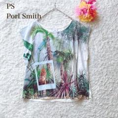 ピーエスポールスミス【M】 植物と犬のプリント ノースリーブTシャツ