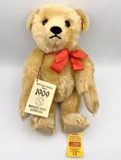 美品 テディベア シュタイフ社 1909ドイツ製 赤リボン付き 美品 テディベア シュタイフ社 1909ドイツ製 赤リボン付き