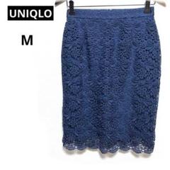 美品（ユニクロ）UNIQLO 総レーススカート　花柄　Mサイズ　ひざ丈