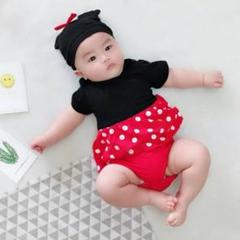 ロンパース　95 ベビー服　ミニー　女の子　ディズニー　撮影　旅行　半袖　帽子
