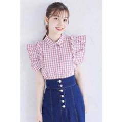 tocco closet 肩ギャザーフリル付きノースリーブコットンブラウス