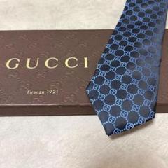 美品 GUCCI グッチ シルク ブルー ネクタイ GG柄 総柄 ダブルG