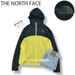 ノースフェイス 長袖 ラグランスリーブ ナイロン パーカー L 黄色 x 紺
