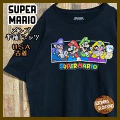 ファミコン スーパーマリオ キャラクター L USA古着 半袖 Tシャツ 黒