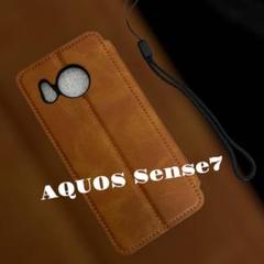AQUOS Sense7 ケース 手帳型 カバー 革 カード収納 内蔵マグネット