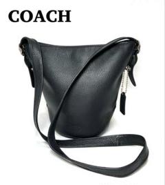 COACH コーチ　ショルダーバッグ　バケツ　馬車ロゴ型押し　ブラック
