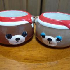 値下げ】クリスマス サンタ帽くまちゃん デザートカップ 陶器 2個 