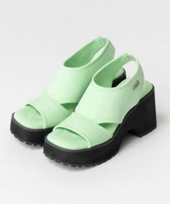 【美品】メゾンスペシャル　ストレッチカットオフ　サンダル　グリーン　38
