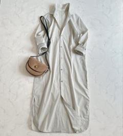 GALERIE VIE コットンストレッチブロード ロングシャツワンピース