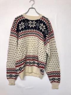 レトロ 古着 Wool rich 雪の結晶ノルディック ニットセーター