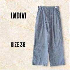 ＊インディビ＊クロップドパンツ ワイドパンツ スカイブルー サイズ36 春 夏