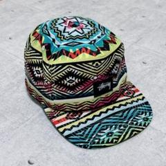 美品『ステューシー』90’sオールド トライバルキャップ USA 帽子 メッシュ