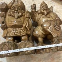 【恵比寿様と大黒様】ガラスケース入り美品！ 恵比寿様と大黒様】ガラスケース入り美品！