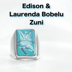 Edison & Laurenda Bobelu ターコイズインレイリング#16のサムネイル