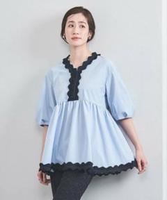 UNITED ARROWS ぺプラム ブラウス ライトブルー 新品☆】UNITED ARROWS ぺプラム ブラウス ライトブルー