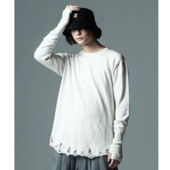 高級品市場 glamb ニット ダメージ加工 長袖カットソー メンズ グラム トップス