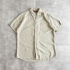 【送料無料キャンペーン】 60's DAVINCI USA製 グリーン ストライプ柄 半袖 レーヨンシャツ トップス