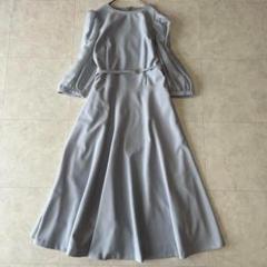 美品✨CELFORD 23SS シアースリーブベルトワンピ 38 くすみブルー