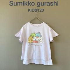 【すみっコぐらし】KIDS120　パープル　半袖カットソー　フリル袖　Tシャツ