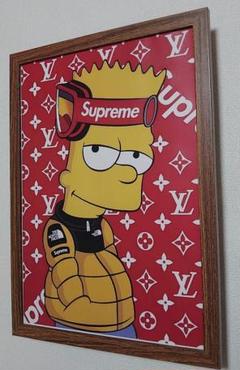 値下げ✨supreme フレーム付きキャンパスポスター A4ポスターフレーム付き パロディ ノースフェイスSupreme
