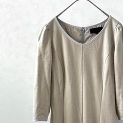 UNTITLED ひざ丈スカート フレア 毛100%七分袖 裏地付き きれいめ