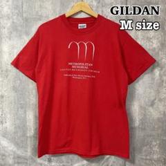GILDAN ギルダン M レッド Tシャツ 英字 ユニセックス 海外古着 赤