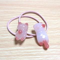 レジン☆ネコモチーフ ピンク系  ヘアゴム  ハンドメイド レジン☆ネコモチーフ ピンク系 ヘアゴム ハンドメイド ヘアゴム