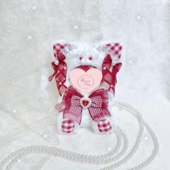 ぬい服　着ぐるみ　おすわり　ねこ　16 ツイードおすわりねこ】16㎝サイズぬい服/着ぐるみ 【ストラップ