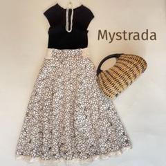 Mystrada カットワーク ドッキングワンピース 花柄 リネン