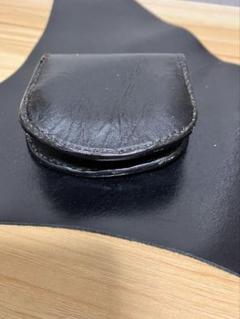 馬蹄型のレザーコインケース　ハンドメイド　レザークラフト　黒
